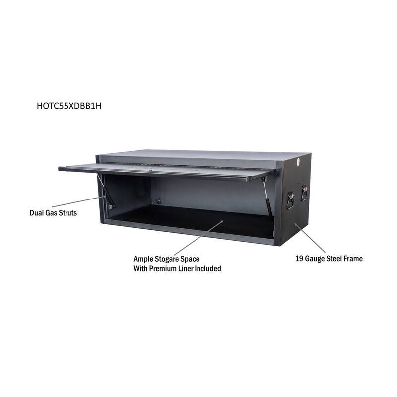 Husky Almacenamiento de herramientas modular de 55 pulgadas de ancho por 24 pulgadas de profundidad, cofre de herramientas de alta resistencia con tapa negra mate - HOTC55XDBB1H