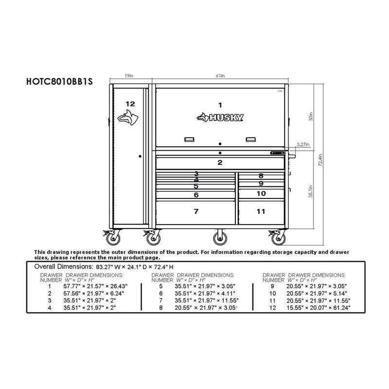 Componte Lateral Husky Heavy-Duty de 21 pulgadas de ancho x 19 pulgadas de profundidad en azul mate - HOTC8010BL1E