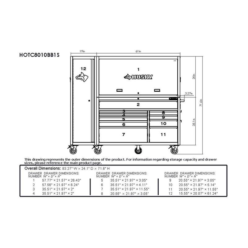 Husky Heavy-Duty 61 in. W Top Chest Hutch, Matte Blue - HOTC8010BL1U
