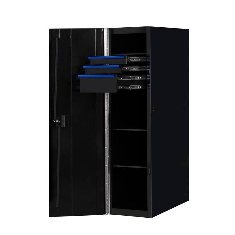 Extreme Tools 19 in. W x 25 in. D 3-Drawer Side Locker Tool Chest in Black with Blue Trim - RX192503SLBKBU