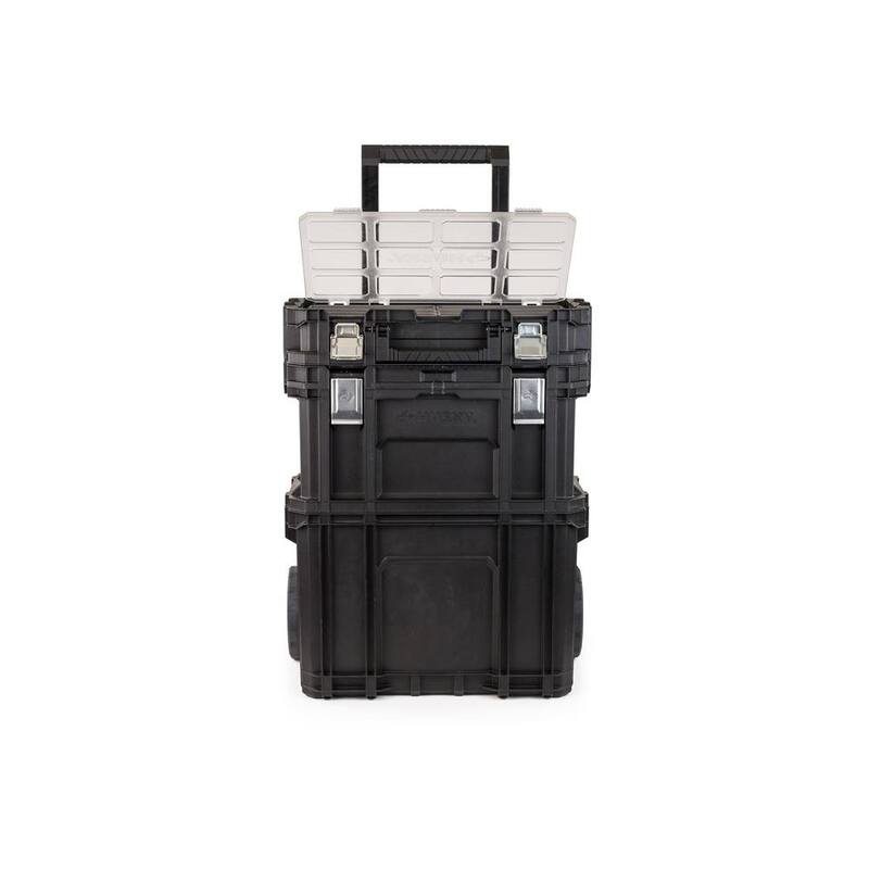 Husky Connect Stackable 22 in. Rolling Tool Cart, 22 in. Tool Box, and Pro Small Parts Organizer With 12 Removable Bins - 230381