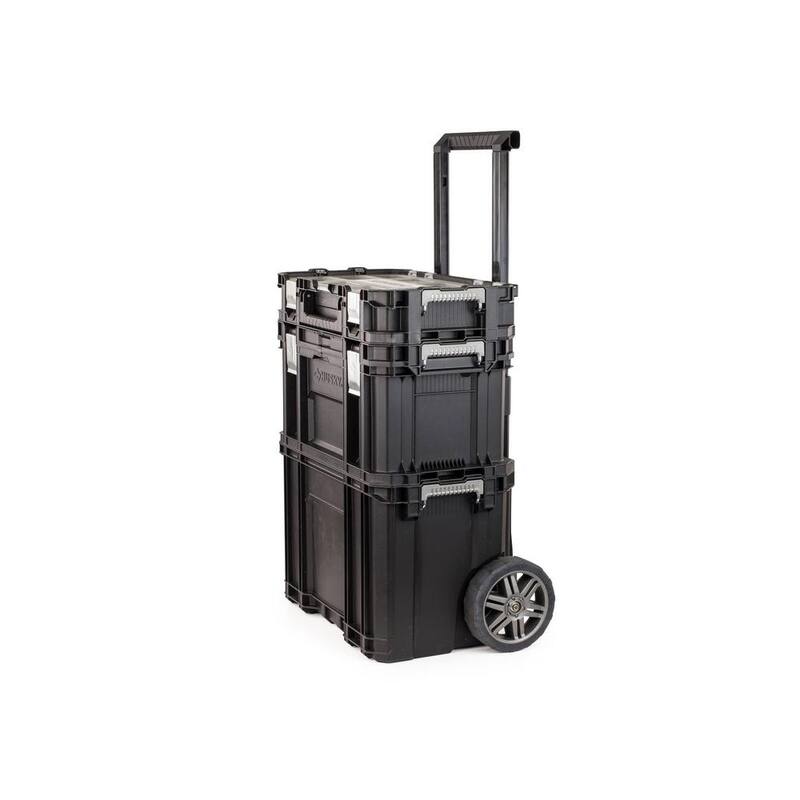 Husky Connect Stackable 22 in. Rolling Tool Cart, 22 in. Tool Box, and Pro Small Parts Organizer With 12 Removable Bins - 230381