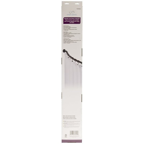 Simple Spaces Shower Curtain Rod, 13.5 lb, 52 to 72 in L Adjustable, 1 in Dia Rod, Steel, Matte - SD-CSR-BK