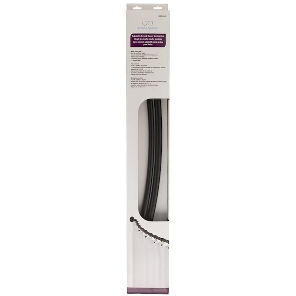 Simple Spaces Shower Curtain Rod, 13.5 lb, 52 to 72 in L Adjustable, 1 in Dia Rod, Steel, Matte - SD-CSR-BK