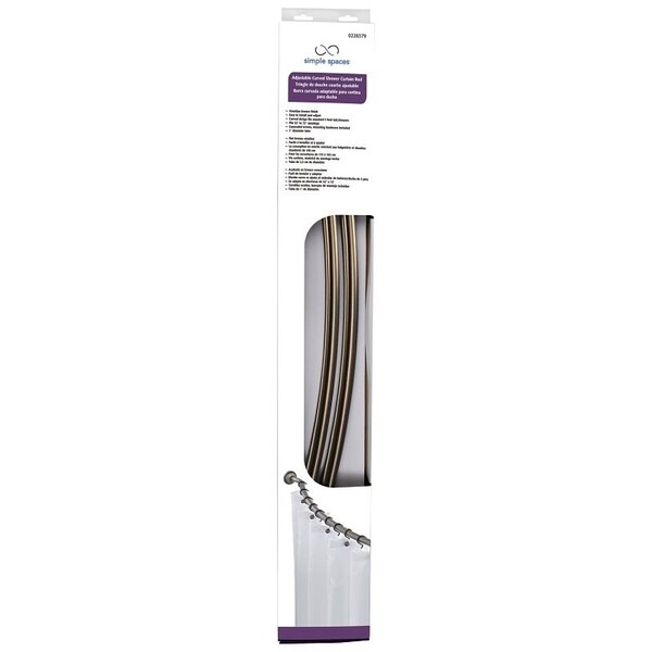 Simple Spaces Shower Curtain Rod, 13-1/2 lb, 52 to 72 in L Adjustable, 1 in Dia Rod, Steel, Venetian Bronze - SD-CSR-VB
