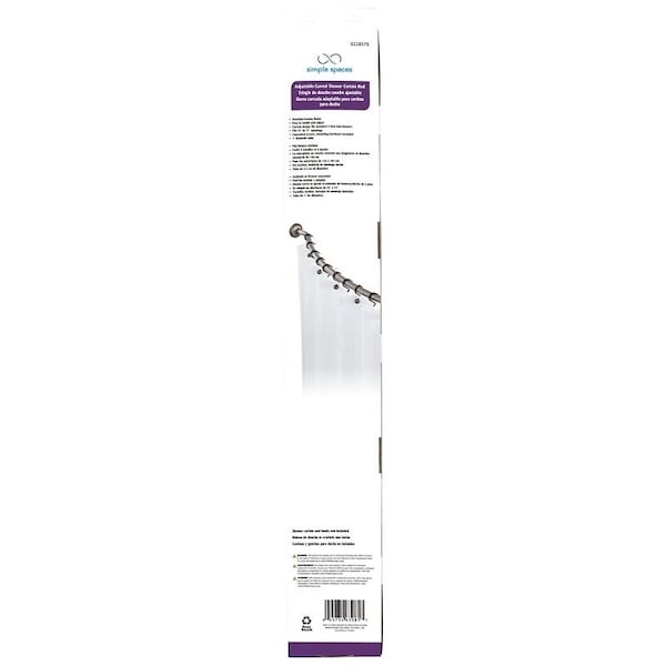 Simple Spaces Shower Curtain Rod, 13-1/2 lb, 52 to 72 in L Adjustable, 1 in Dia Rod, Steel, Venetian Bronze - SD-CSR-VB