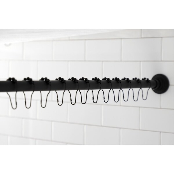Kingston Brass SRK600 72-Inch Adjustable Shower Curtain Rod with Rings, Matte Black - SRK600