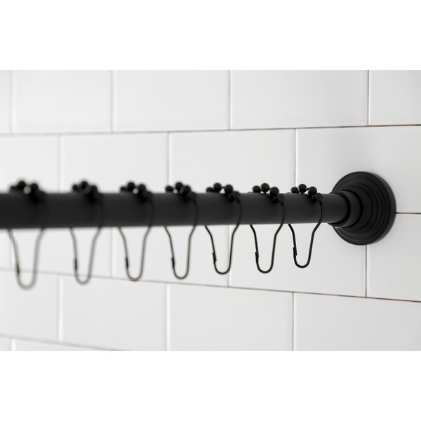 Kingston Brass SRK600 72-Inch Adjustable Shower Curtain Rod with Rings, Matte Black - SRK600