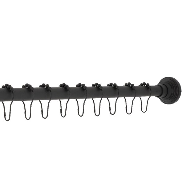 Kingston Brass SRK600 72-Inch Adjustable Shower Curtain Rod with Rings, Matte Black - SRK600