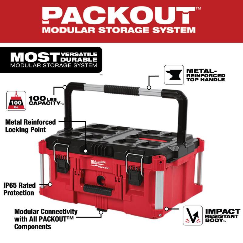 Milwaukee PACKOUT 22 in. Large Portable Tool Box Fits Modular Storage System - 48-22-8425