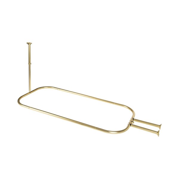 Utopia Alley 46 x 22 in. Rustproof Aluminum Hoop Shower Rod with Ceiling Support for Clawfoot Tub, Gold - HP1GD