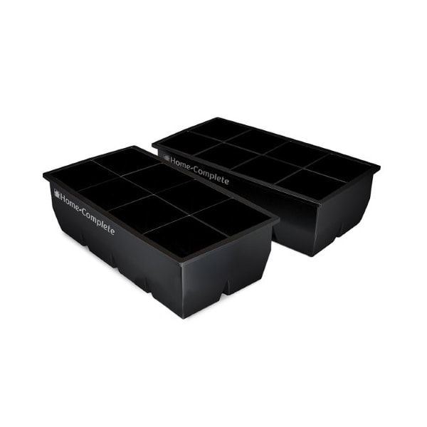 Hastings Home Set of 2 Ice Cube Molds Silicone Trays Makes 8, 2"x 2", BPA-Free, Flexible Chill Water, Large - 636425CUN