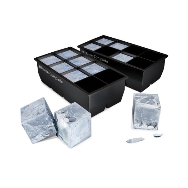 Hastings Home Set of 2 Ice Cube Molds Silicone Trays Makes 8, 2"x 2", BPA-Free, Flexible Chill Water, Large - 636425CUN