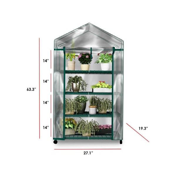 Hastings Home 4-Tier Greenhouse - Portable Mini Gardening Shelving Rack with Cover for Indoor Outdoor Plants - 720515XEB