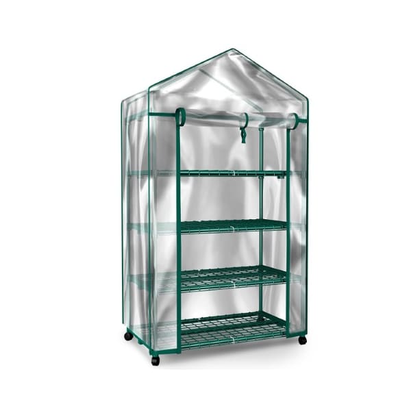 Hastings Home 4-Tier Greenhouse - Portable Mini Gardening Shelving Rack with Cover for Indoor Outdoor Plants - 720515XEB