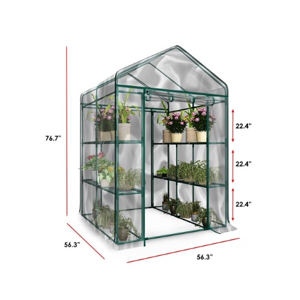 Hastings Home Hastings Home Walk-In Greenhouse, See Through for Observation, Roll Up Door 8 Shelves Plants - 437560JRG