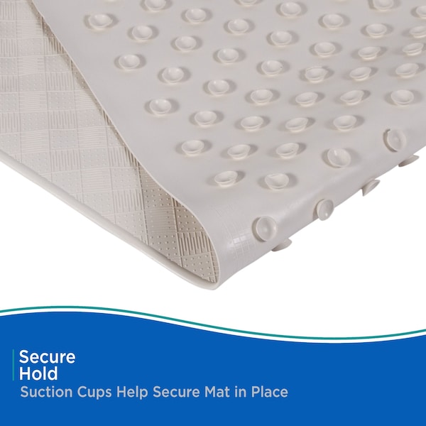 Kenney Mfg Rubber Bath, Shower, and Tub Mat with Suction Cups, Off White - KN61280