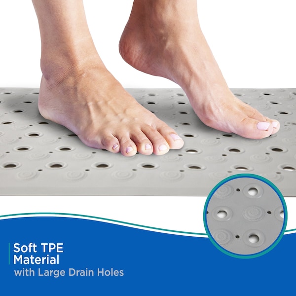 Kenney Mfg TPE Bath Shower, and Tub Mat, Gray - KN67262