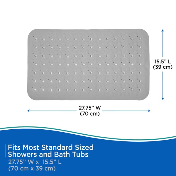Kenney Mfg TPE Bath Shower, and Tub Mat, Gray - KN67262