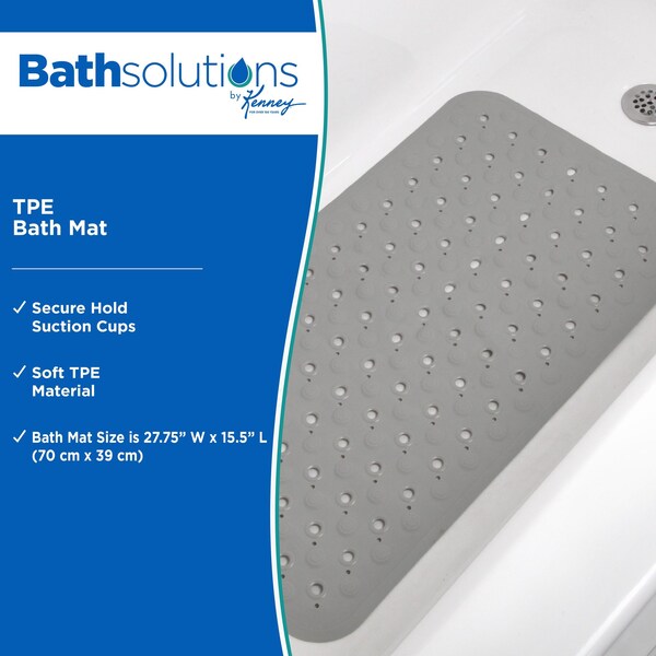 Kenney Mfg TPE Bath Shower, and Tub Mat, Gray - KN67262