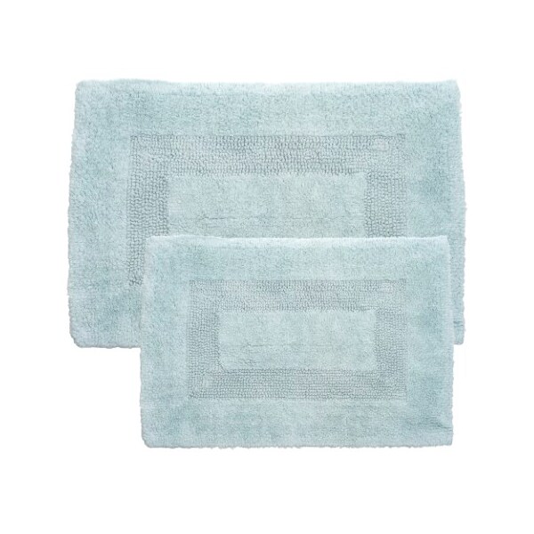 Hastings Home 2-piece 100-percent Cotton Bathmat, Reversible, Soft, Absorbent Bathroom Rugs, Seafoam - 820539BSQ