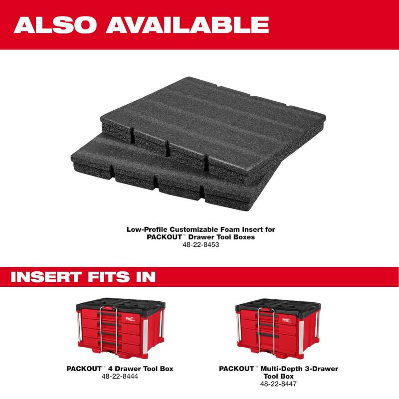 Milwaukee PACKOUT 22 in. Modular 3-Drawer Multi Drawer Tool Box with Metal Reinforced Corners and 50 lbs. Capacity - 48-22-8447
