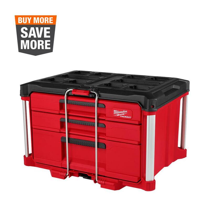 Milwaukee PACKOUT 22 in. Modular 3-Drawer Multi Drawer Tool Box with Metal Reinforced Corners and 50 lbs. Capacity - 48-22-8447