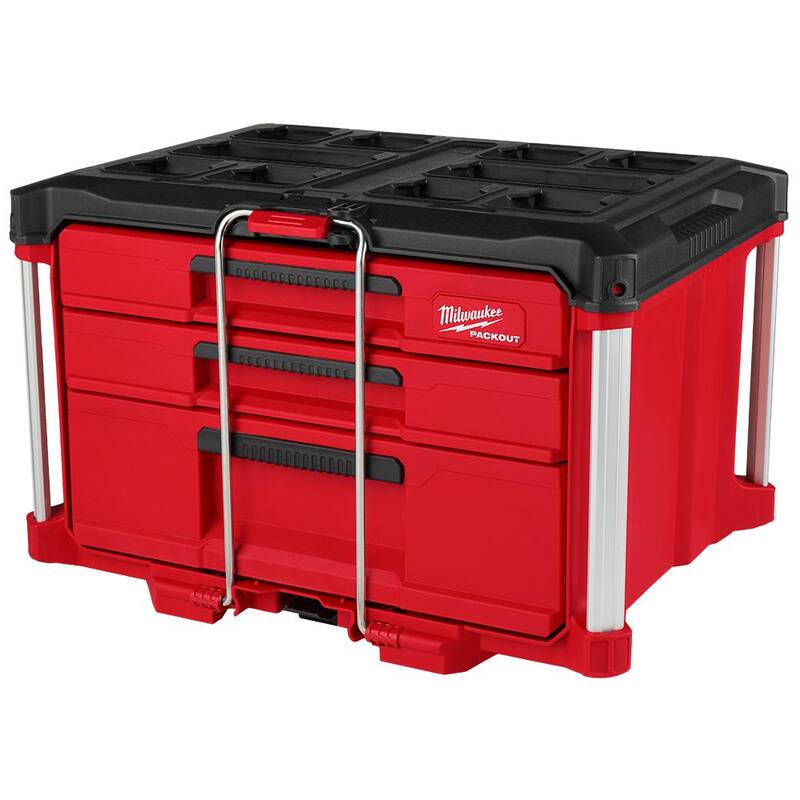 Milwaukee PACKOUT 22 in. Modular 3-Drawer Multi Drawer Tool Box with Metal Reinforced Corners and 50 lbs. Capacity - 48-22-8447