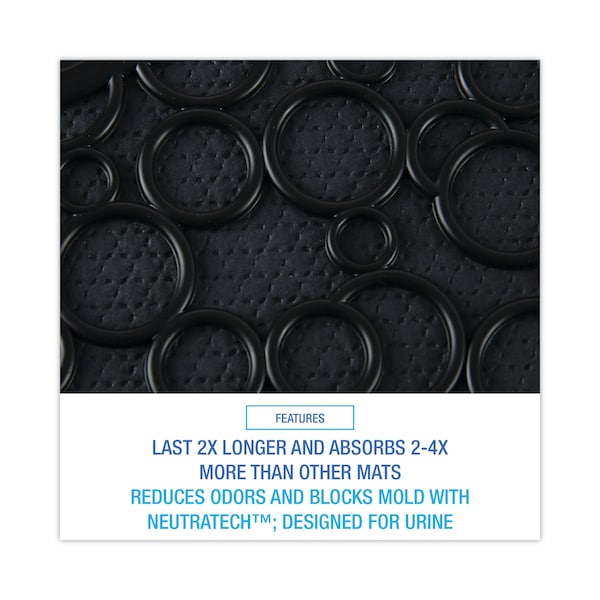 Boardwalk Commode Mat 2.0, Absorbant, Rubber, 22 x 22, Black, PK6 - PSCM-P-000I006M-00-21430