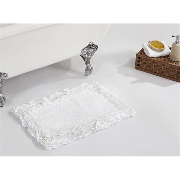Better Trends Shaggy Border Collection 100% Cotton 17' x 24' Rectangle Bath Rug in White - BARR1724WH