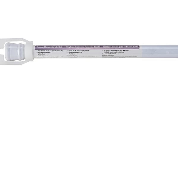 Simple Spaces Shower Curtain Rod, 7-1/2 lb, 36 to 63 in L Adjustable, 1 in Dia Rod, Steel, Powder-Coated - SD-SR36-W3L