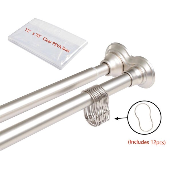 Utopia Alley 72 in. Adjustable 72-Inch Double Shower Curtain Rods, Brushed Nickel - DS9BN