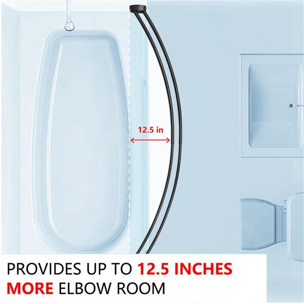 Utopia Alley Double Curved Aluminum Shower Rod, Matte Black - DCR2BK