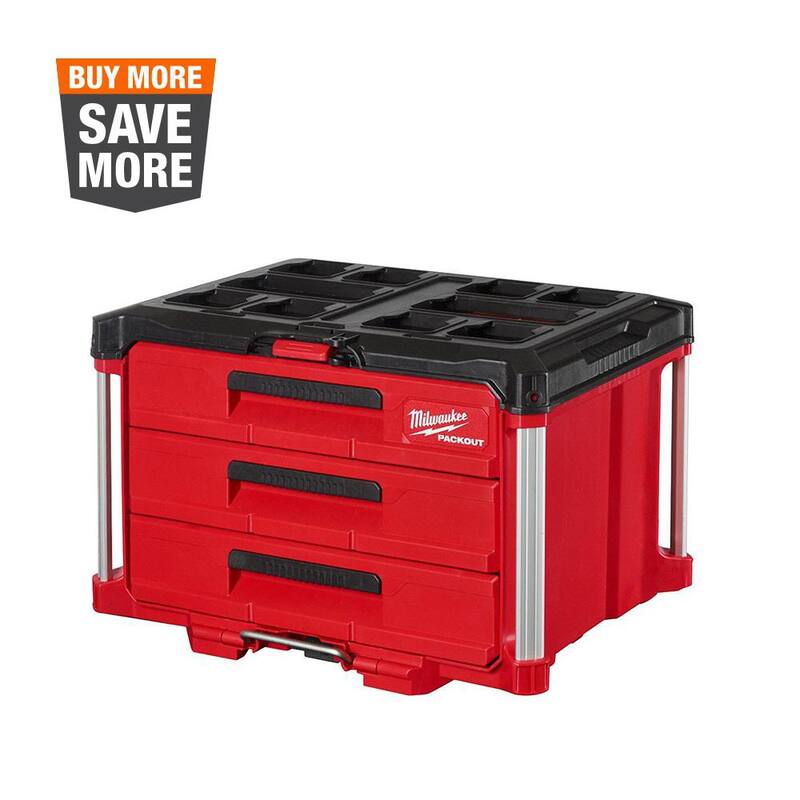 Milwaukee PACKOUT 22 in. Modular 3-Drawer Tool Box with Metal Reinforced Corners - 48-22-8443