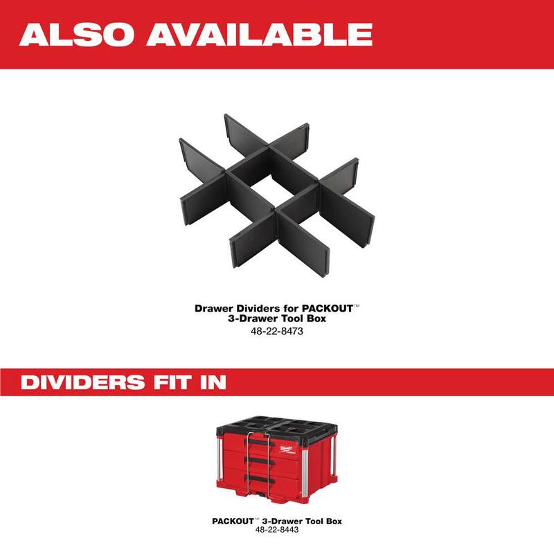Milwaukee PACKOUT 22 in. Modular 3-Drawer Tool Box with Metal Reinforced Corners - 48-22-8443