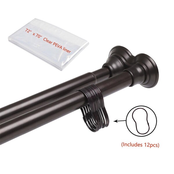 Utopia Alley 72 in. Adjustable Double Shower Curtain Rods, Oil Rubbed Bronze - DS9RB