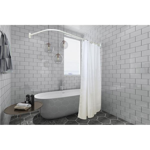 Utopia Alley Utopia Alley LR1WW Rustproof L Shaped Corner Shower Curtain Rod; White - LR1WW