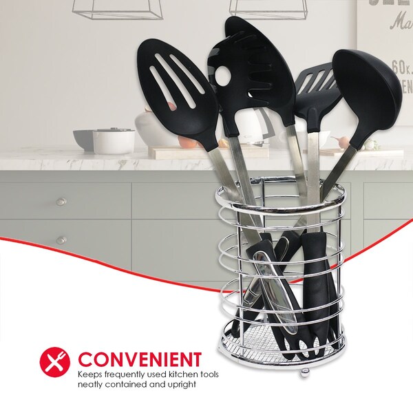 Home Basics Home Basics Chrome Plated Steel Cutlery Holder - ZOR96071