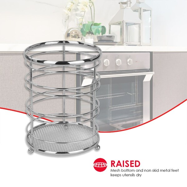 Home Basics Home Basics Chrome Plated Steel Cutlery Holder - ZOR96071