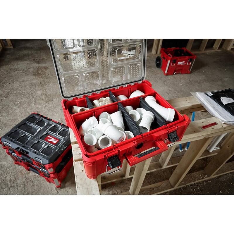 Milwaukee PACKOUT 20 in. Deep Small Parts Organizer with 6 Compartments and Quick Adjust Dividers - 48-22-8432