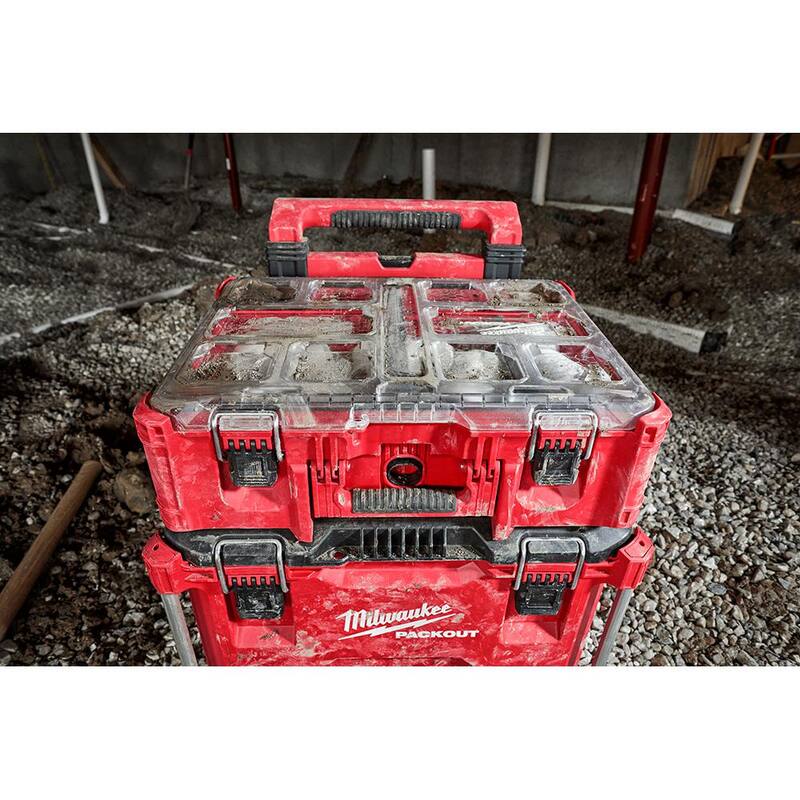 Milwaukee PACKOUT 20 in. Deep Small Parts Organizer with 6 Compartments and Quick Adjust Dividers - 48-22-8432