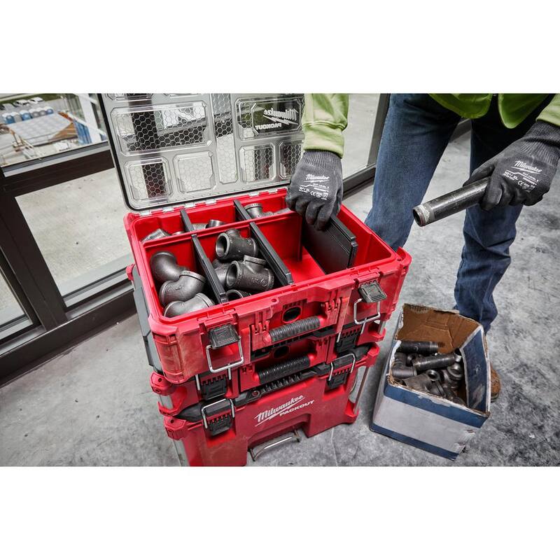 Milwaukee PACKOUT 20 in. Deep Small Parts Organizer with 6 Compartments and Quick Adjust Dividers - 48-22-8432