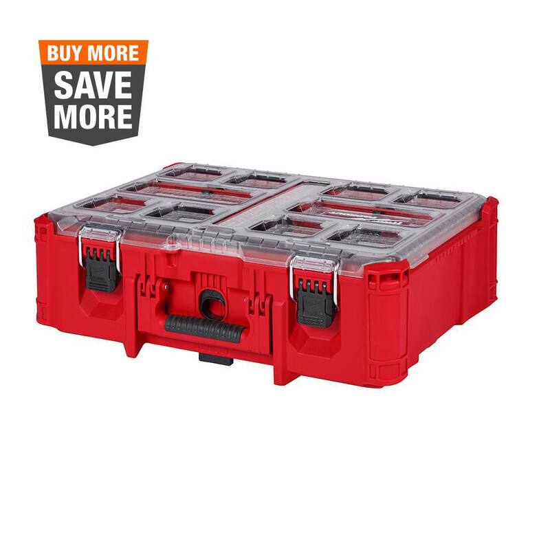 Milwaukee PACKOUT 20 in. Deep Small Parts Organizer with 6 Compartments and Quick Adjust Dividers - 48-22-8432