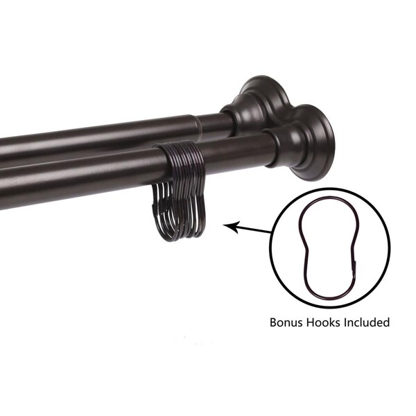 Utopia Alley 42 - 72 in. Rustproof Aluminum Double Tension Straight Shower Curtain Rod - Oil Rubbed Bronze - UT585493