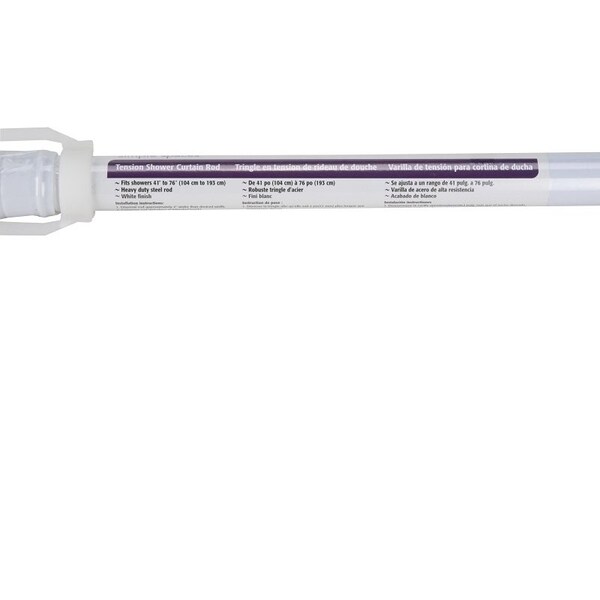 Simple Spaces Shower Curtain Rod, 7-1/2 lb, 41 to 76 in L Adjustable, 1 in Dia Rod, Steel, Powder-Coated - SD-SR41-W3L