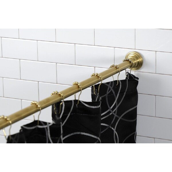 Kingston Brass 6072 Stainless Steel Adjustable Tension Shower Curtain Rod with Rings, Brushed Brass - SCC2717