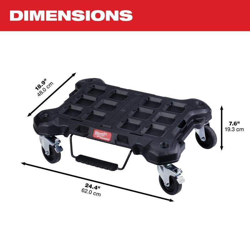 Milwaukee PACKOUT Dolly 24 in. x 18 in. Black Multi-Purpose Utility Tool Cart - 48-22-8410