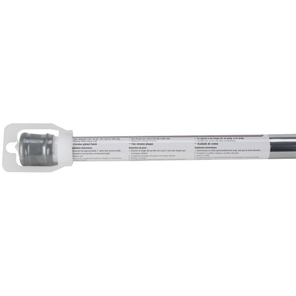 Simple Spaces Shower Curtain Rod, 7-1/2 lb, 36 to 63 in L Adjustable, 1 in Dia Rod, Steel, Chrome - SD-SR36-C3L