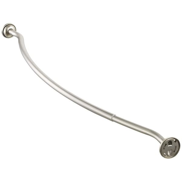 Simple Spaces Shower Curtain Rod, 13-1/2 lb, 52 to 72 in L Adjustable, 1 in Dia Rod, Steel, Brushed Nickel - SD-CSR-BN