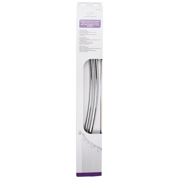 Simple Spaces Shower Curtain Rod, 13-1/2 lb, 52 to 72 in L Adjustable, 1 in Dia Rod, Steel, Chrome - SD-CSR-CH